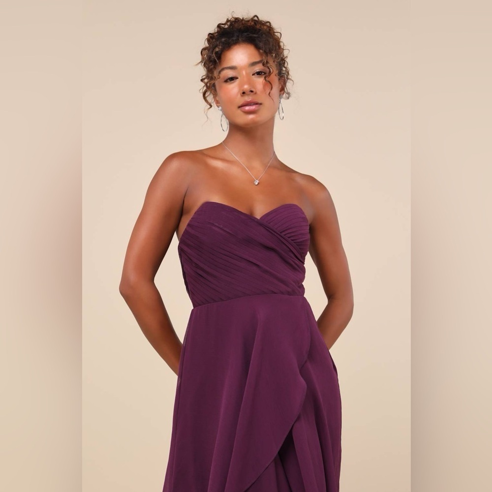 Lulus Revered Elegance Purple Pleated Strapless Maxi Dress - Picture 2 of 5